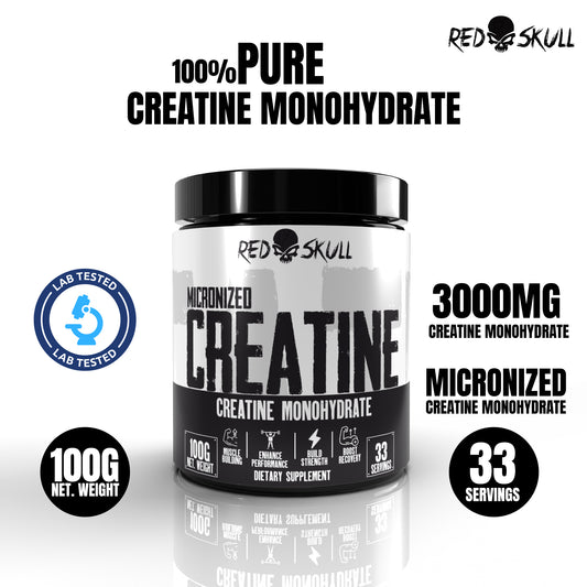 Redskull Creatine Monohydrate 100 gram- 100% Pure Micronized Creatine | No Side Effects | Heavy metal Tested | unflavoured